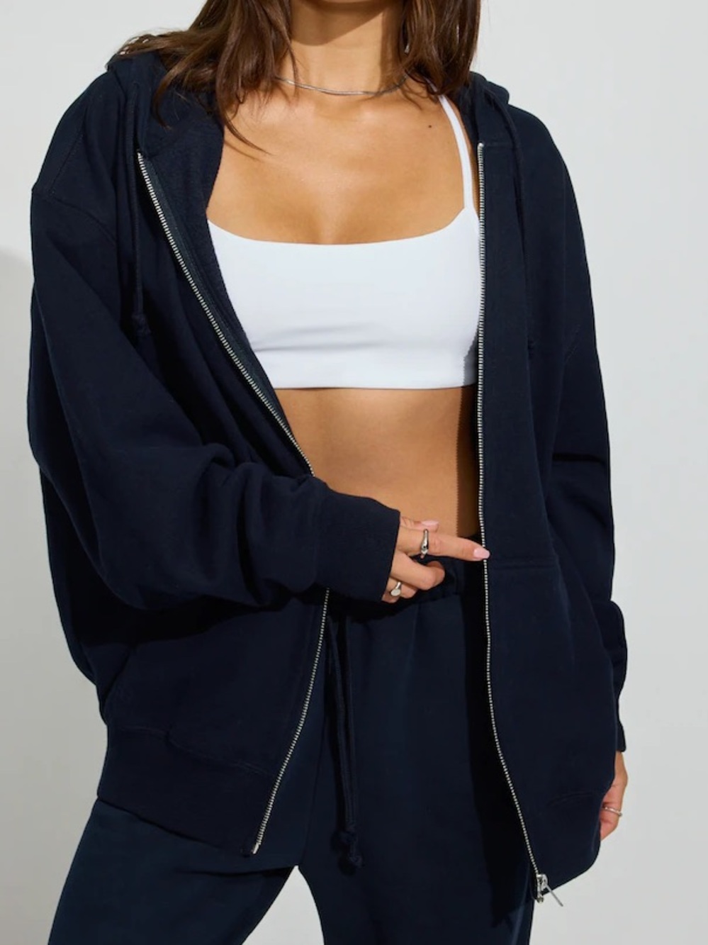 Garage Navy Blue Zip Up Hoodie